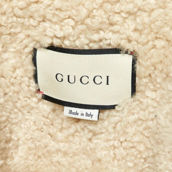 Gucci Tiger Bee Butterfly  Floral Appliqued Denim Shearling Jacket Size 44 - Picture 4 of 9